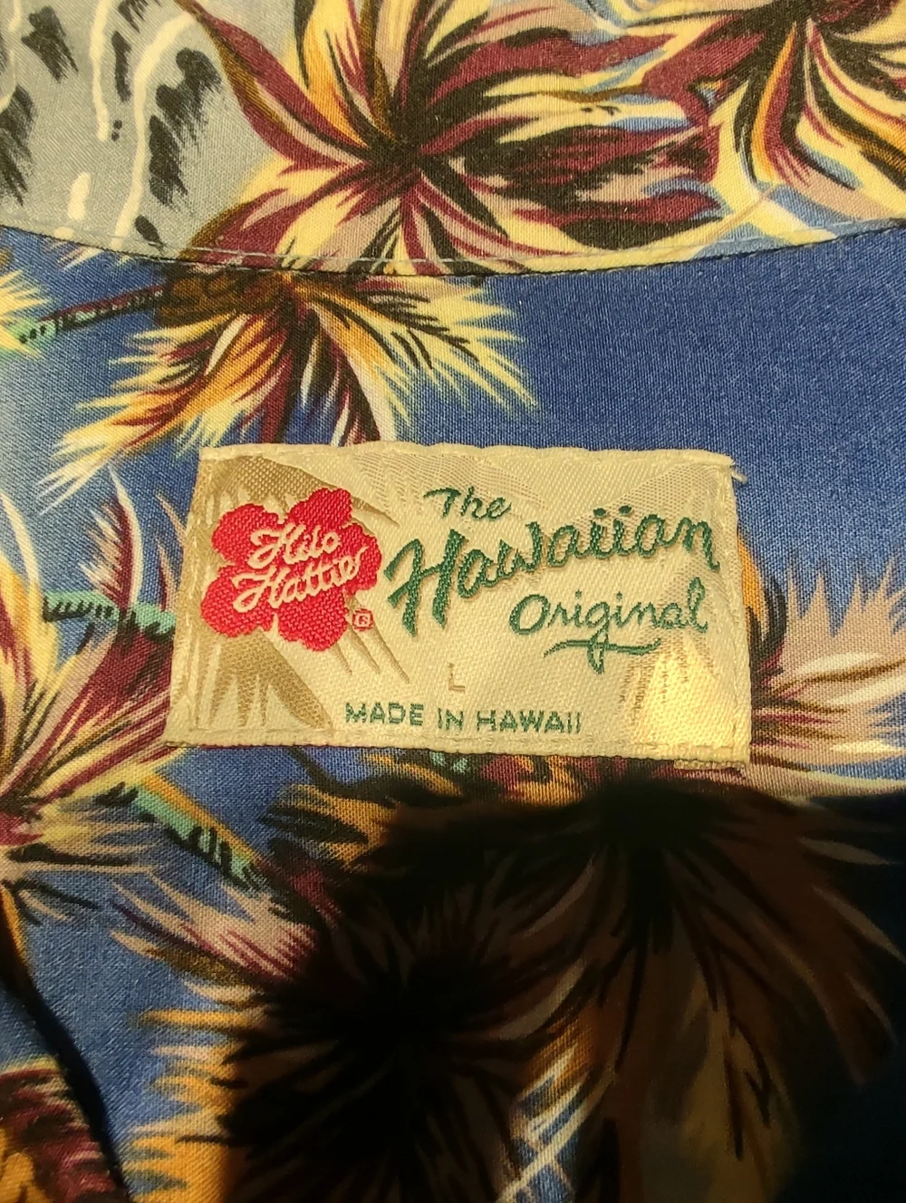 Hilo Hattie - Aloha Shirt - Men's Large - Blue - Y2K Vintage - Picture 5 of 6